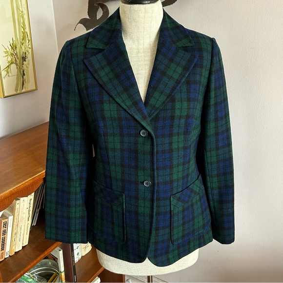 Vintage Pendleton Wool Black Watch Tartan Plaid Blazer - Picture 4 of 8